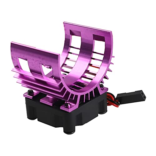 Share Goo Alloy Heat Sink Heatsink with 5V Cooling Fan for 1/10 Car 540 550 3650 Size Brushless Engine Motor RC Car Truck Buggy Crawler (Purple)