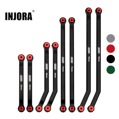 INJORA High Clearance Front 4 Links Set for SCX24 Gladiator Dodge Power Wagon 1/24 RC Crawler Car Axial, 8PCS (Black) - color: Black