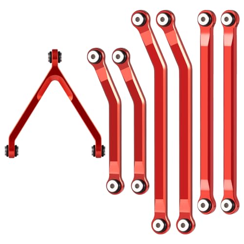 RCHUBAM 7Pcs RC Chassis Links High Clearance Aluminum Links Set Compatible with Axial SCX24 1/24 GX 470 RC Crawler Upgrade Accessory (Red) | Aluminum Chassis Link Kit, RC Crawler Upgrade Parts,2 Color-Black/Red - style: Red