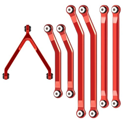 RCHUBAM 7Pcs RC Chassis Links High Clearance Aluminum Links Set Compatible with Axial SCX24 1/24 GX 470 RC Crawler Upgrade Accessory (Red) | Aluminum Chassis Link Kit, RC Crawler Upgrade Parts,2 Color-Black/Red - style: Red