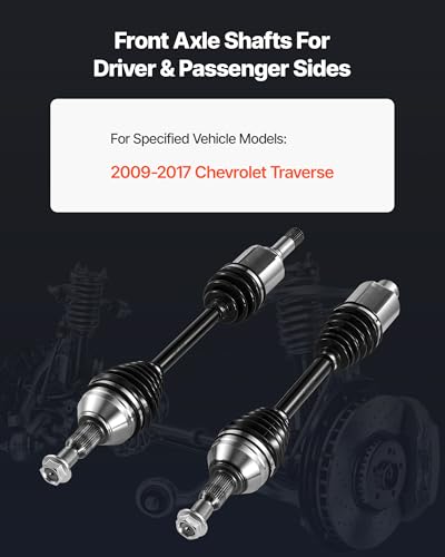 VEVOR CV Axle Shaft Assembly, 2 Pieces Front Left & Right (Driver and Passenger Side), Automotive Replacement Joint Axles Pair Compatible with 2009-2017 Chevrolet Traverse, Alloy Steel & Carbon Steel - size: 2009-2017 Chevrolet Traverse, style: Front Driv