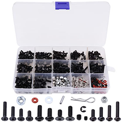 RC Car Tool Kit - Screwdriver Set (Flat/Phillips/Hex/Nut), Screws Kit, Pliers, Wrench, Repair Tools for 1/8 1/10 RC Cars, Compatible with Traxxas Arrma Axial Redcat