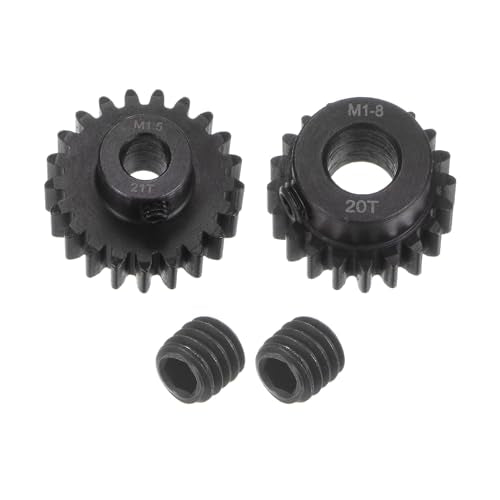uxcell Mod 1.5 Pinion Gear Set 8mm Shaft 20T 21T Motor Gears Hardened Steel Pinion Gear for RC Car (2pcs) - size: Mod 1.5 x 8mm Shaft x 20T 21T Motor