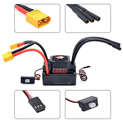 Hobby Waterproof 120A 2-3S Lipo Speed Controller Brushless ESC for 1/10 1/12 RC Car
