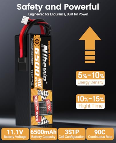 3S Lipo Battery 11.1V 6500mAh 90C Hard Case RC Battery with Tr Plug + EC5 Adapter for 1/8 1/10 RC Car Truck Vehicle Truggy Buggy Tank Boat Helicopter Airplane Models (2 Packs) - style: 2x 11.1V 6500mAh