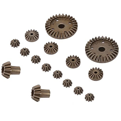 T best 16pcs Metal Gear, Metal Spur Diff Differential Main Gear RC Gear Upgrade Parts Fit for 12428 12423 RC Accessory