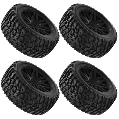 OD 96mm RC Off Road Short Course Truck Tire w/Plastic Rim 12mm Hex Compatible with 1/10 Scale Buggy Car HSP 94170 94155 Wltoys 1/14 144001 124019 RC Car (Black) - color: Black