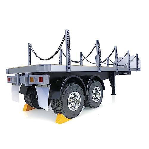 US in Stock, RC Tractor Flatbed Semi Trailer Truck 1/14 2Axle Compatible with DIY Tamiya Construction Vehicle Model