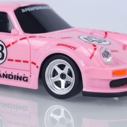 1/43 2.4G Radio Control Drift Car Racing Vehicles High Speed 15KM/H 4WD Mini Car Battery Lights RTR Gift Model for Ages 14+ - color: Light Pink