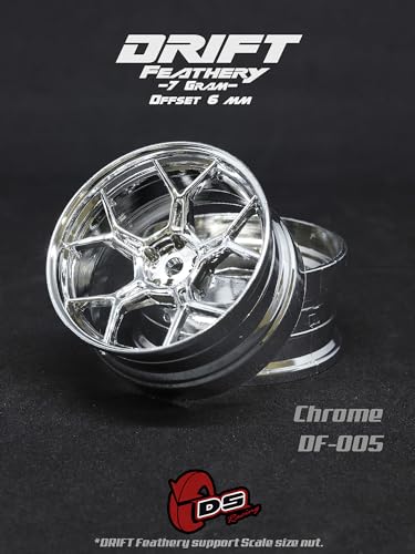 2PCS 1/10 RC Feathery Light Split Spoke Drift Wheels Rims, New Version 8mm Offset, 7gram, Compatible w/Yokomo YD MD RD, MST RMX, Reve D RDX, Redcat RDS, HPI, Tamiya TT (Chrome) - color: Chrome