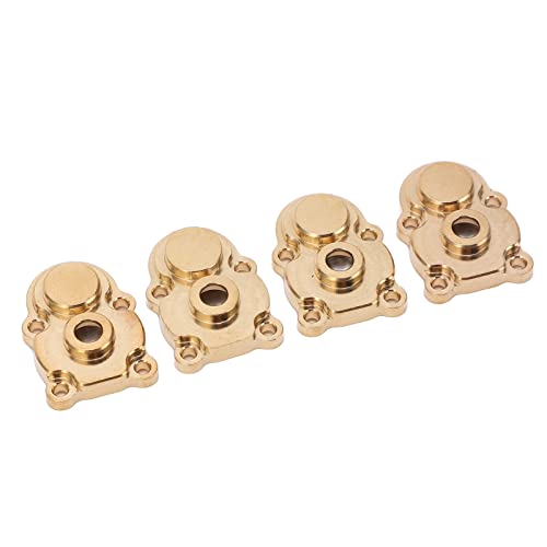 Alomejor 4Pcs RC Brass Steering Knuckle Cover Portal Cover RC Axle Gear Cover for FMS 124 FCX24 RC Crawler (Gold)