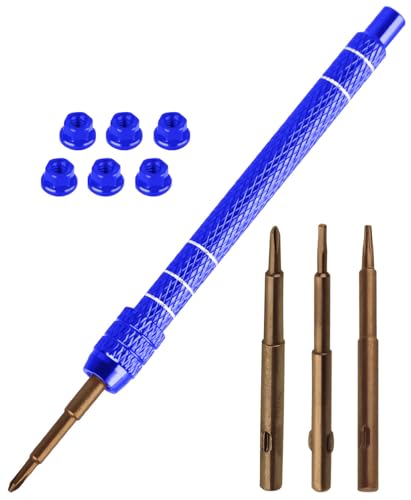 RC Screw Driver Set Tool Kit for 1/30 SCX30,1.5mm/2.0mm Phillips Screwdriver & 1.3mm Hex & T4 Plum & 6Pcs m2 Nut RC Car Repair Screwdrivers Set,for 1/30 SCX30 RC Crawler Truck Buggy,Navy Blue - color: Navy Blue - (Screw Driver Set)