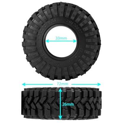4PCS 1.3" Beadlock Tires with Foam Insert for 1/24 Axial SCX24 AX24 1/18 TRX4M RC Crawler Truck Car Upgrade Parts (D Style) - color: #D Style