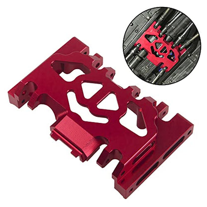 ShareGoo Aluminum Alloy Gearbox Mount Base Chassis Skid Plate Compatible with Traxxas TRX-4 Defender Bronco Blazer G500 1/10 RC Car Upgrade Parts (Red)