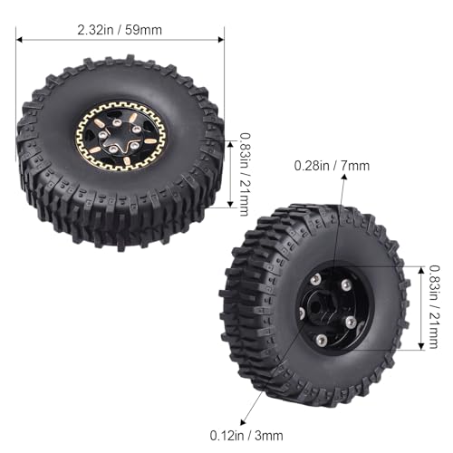 HobbyPark Brass 1.0 Beadlock Wheels and Tires for TRX4M Upgrades Axial SCX24 1/24 RC Crawler Replacement Parts, Set of 4 (Type C) - style: Type C