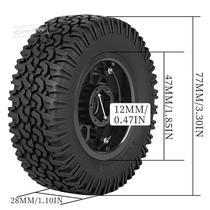 1.55 Inch Aluminum Alloy Beadlock Wheel and Tires for Tamiya AX90069 D90 TF2 CC01 CC02 1/10 RC Crawler Car,1.55 Beadlock Tires RC Rims,Soft Rubber All Terrain Tyre Metal Rims,Black - color: Black(4pcs)