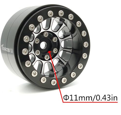 1.9 Beadlock Wheels Rims -152g Super Heavy Duty Deep Dish 32mm Wide for RC 1/10 Crawler TRX4 SCX10 Gen8 Upgrades SCX10 Remote Control Car Upgrades Accessories (Black) - color: Black
