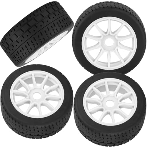 RC Highway Tires Wheel for 1/8 Typhon 6s BLX,1/7 Infraction 6S BLX/Limitless,RC Drift Off Road Buggy Rally Truck Wheels and Tires,4PCS RC High Speed Wheel Highway Rubber Tires,White - color: White - (4pcs High Speed Wheel)