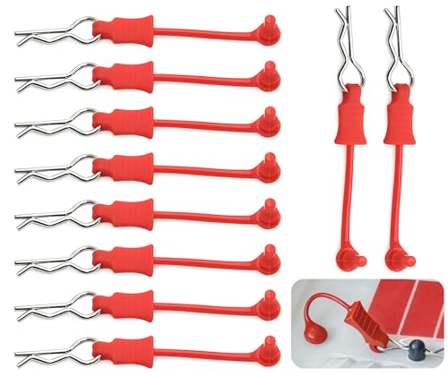 10Pcs RC Body Clips W/Pull Tabs R Pins Universal Shell Replacement Parts for 1/7 1/8 TRAXXAS ARRMA Axial Losi Redcat HPI Exceed Rc Car Crawler Truck Buggy Drone (Red) - size: Red
