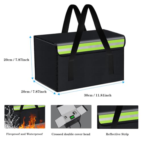 30*20*20cm Lipo Safe Bag Fireproof Bag for Lipo Battery Pack Storage Charging Transport,Home Office Travel Fireproof Safe Storage for Cash Valuables Jewelry Passport Power bank Lipo Battery - size: 300*200*200mm