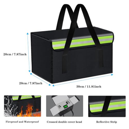 30*20*20cm Lipo Safe Bag Fireproof Bag for Lipo Battery Pack Storage Charging Transport,Home Office Travel Fireproof Safe Storage for Cash Valuables Jewelry Passport Power bank Lipo Battery - size: 300*200*200mm
