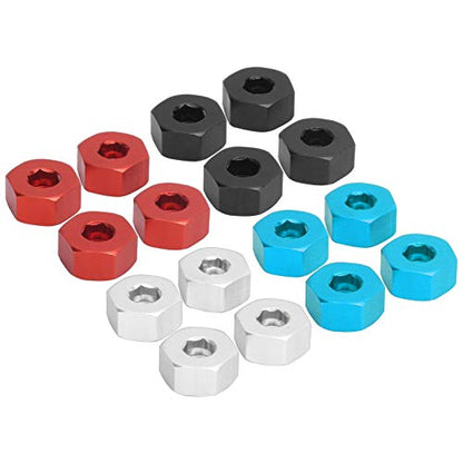 Raguso 4pcs Wheel Hex Hub Adapters 5mm to 12mm Combiner Aluminum Alloy Hex Hub Adapter Compatible with WPL D12 1/10 RC Trucks RC Car Spare Upgrade Parts(Black)