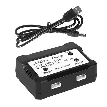 7.4v Li-po Battery Charger 2S Balance Li-ion Charger 600mAh for SCX24 SCX10 Wltoys Deerc RC Car Truck Drone Boat