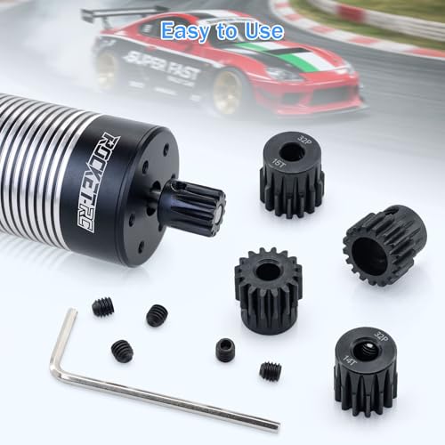 32P Metal Steel Gear Set 5mm Hole 13T 14T 15T 16T 17T Gear with Hex Key Screwdriver Hardened Motor Pinion Gear for Traxxas Arrma HSP HPI AXIAL Tamiya Losi 1/8 RC Car(5Pack) - size: 13T 14T 15T 16T 17T
