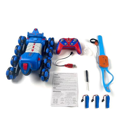 Remote Control Car, Gesture Sensing RC Stunt Car, 8WD Transform Robotdog Climbing Toys with Spary and Light, 360° Rotating, 2.4GHz 8 Wheels RC Cars with 3 Batteries (Blue) - color: Blue, size: 3 Batteries