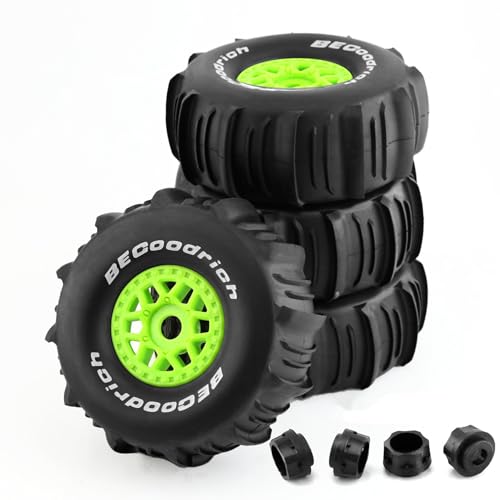 1/7 1/8 RC Short Course Truck Car Tires and Wheels Rims 17mm Hex Snow Sand Buggy Desert Tyres for 1:7 Or 1:8 Scale RC Off Road Truck Car TRAXXAS UDR 85086-4 ARRMA YK4072 DF7 4Pcs (B Green) - color: B Green