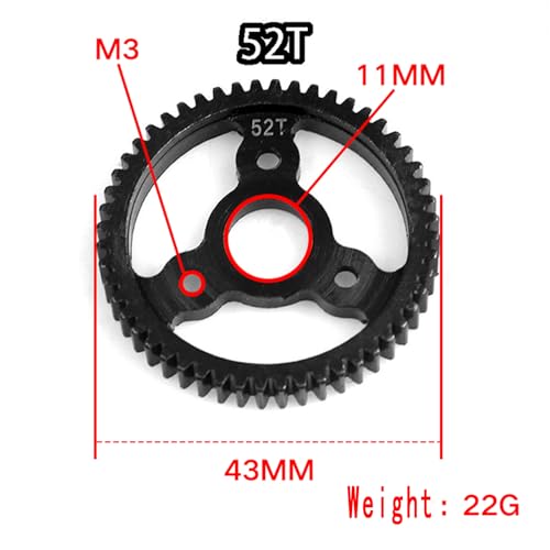 32P Spur Gear, 52T 0.8 Metric Pitch, Compatible with 32-Pitch, Hardened Steel 52 Tooth 0.8M Spur Main Gear for 1/10 TRAXXAS Ford Rustler Slash Stampede 4X4 Arrma, Replace #6843 - size: M0.8-Spur Gear-52T