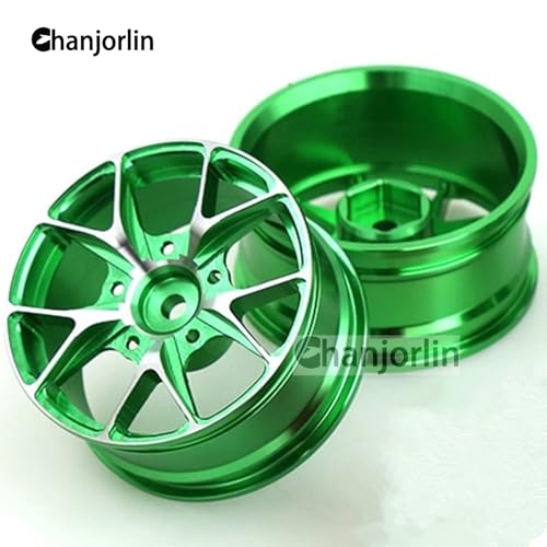 1/10 On Road Drift Wheels Rims Hex 12mm RC Aluminum Alloy Rally Racing Hubs for 1:10 Scale Touring Street Car Tires Tamiya TT01 TT02 HSP 2S 3S Brushless HPI KYOSHO XV02 XV01 4PCS (Green) - color: Green
