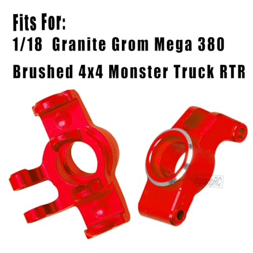 RC Aluminum Front Steering Block Knuckles & C-Hubs Caster Blocks & Rear Hubs Upgrades Parts for 1/18 Granite Grom Mega 380 Brushed 4x4 Monster Truck RTR.Red(4PCS) - color: Red (for 1/18)