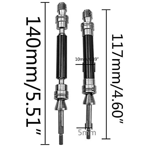 Front & Rear Universal Drive Shaft CVD w/Wheel Hex Hub Compatible with 1/10 Traxxas Slash VXL 4x4 /Stampede VXL 4X4/Hoss VXL 4X4 RC Car Upgrade Part (Black) - color: Black