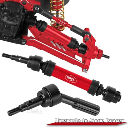 RC #45 Steel Front Rear Driveshaft/Drive Shaft Upgrades Part for 1/10 Slash,Rustler,Stampede,Jat0 4WD 4X4 VXL,F0rd F15O Rapt0r R 4WD,CVD Axles with Hex(#9051#9052) Red - color: Red-(Upgrades）