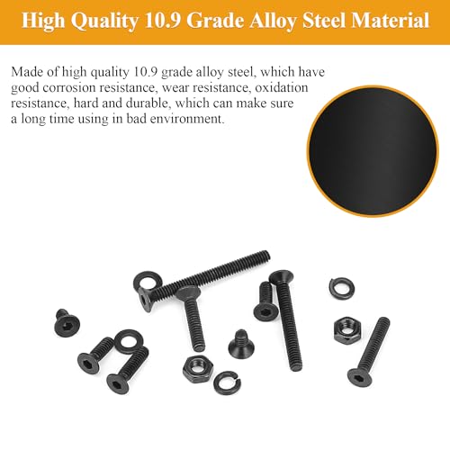 565 Pieces M2 Screws Nuts Washers Set Black, Sutemribor M2 x 4/6/8/10/12/16/20mm Countersunk Head Socket Cap Screws Nuts Washers Assortment Kit, 10.9 Grade Alloy Steel, Fully Threaded - size: M2, style: Countersunk Head Socket Cap