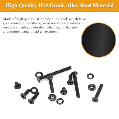 565 Pieces M2 Screws Nuts Washers Set Black, Sutemribor M2 x 4/6/8/10/12/16/20mm Countersunk Head Socket Cap Screws Nuts Washers Assortment Kit, 10.9 Grade Alloy Steel, Fully Threaded - size: M2, style: Countersunk Head Socket Cap