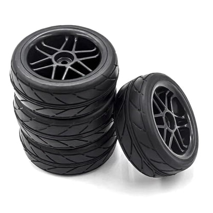 4pcs Hard Plastic 1/10 RC On-Road Solid Wheels and Tires 12mm Hex for HSP for Tamiya TT01 TT02 RC Drift Rally Car