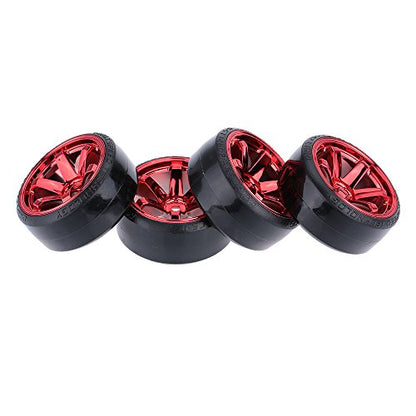 GoolRC 4PCS/Set 1/10 Drift Car Tires Hard Tyre Replacement for Traxxas HSP Tamiya HPI Kyosho On-Road Drifting Car (Red) - color: Red