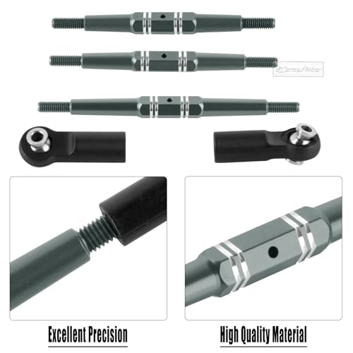 RC Turnbuckles Camber Links Upgrades Part for 1/10 Outcast/Kraton 4x4 4S V2 BLX,Alloy Aluminium Links Steering Linkage Turnbuckles Tie Rods Linkage Set,Titanium - color: Titanium(1set)