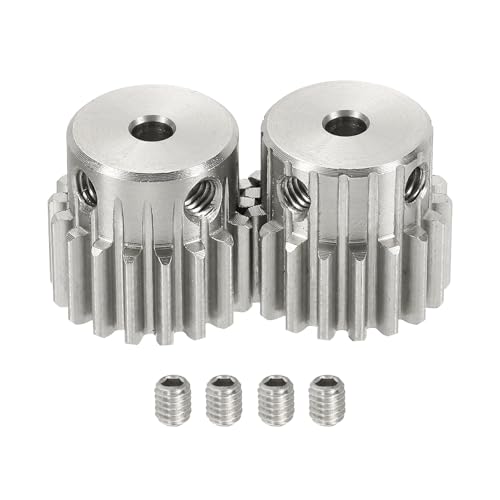 uxcell 2Pcs 1 Mod 18T Spur Gear 4mm Bore, 304 Stainless Steel Pinion Gear, 20°Pressure Angle, for Spur Rack and RC Model Car or Motor DIY(16mm) - size: 1 Mod 18T, 4mm x 16mm