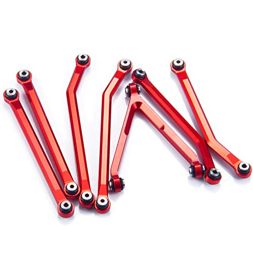 7PCS/Set Aluminum High Clearance Chassis Links Suspension Linkage Set Compatible with 1/24 Axial SCX24 AXI00001 AXI00002 AXI00006 Upgrades (Red) | 7PCS/Set High Clearance Chassis Links Compatible with 1/24 Axial SCX24 AXI00001 AXI00002 AXI00006 Upgrades (