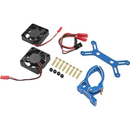 4985 1717 Brushless Motor Heat Sink Dual Cooling Fan Motor Heatsink Compatible with 1/5 Traxxas X-Maxx Arrma RC Car (Blue) - color: Blue