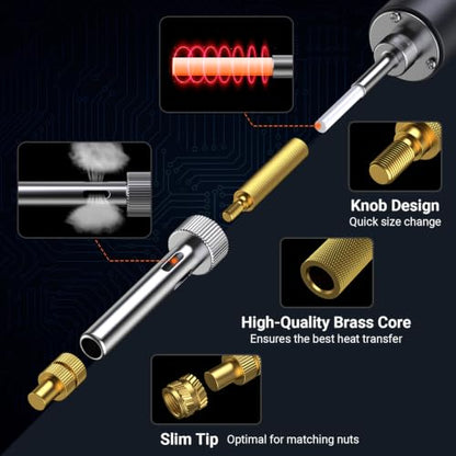 Preciva Heat Set Insert Tool, M5 Threaded Inserts Screw Kit for 3D Printing | Complete Set of Inserts, Soldering Irons & Tips, for 3D Printing, Plastic, DIY, for Surface Finishing & Modification, 261Pcs - size: M5