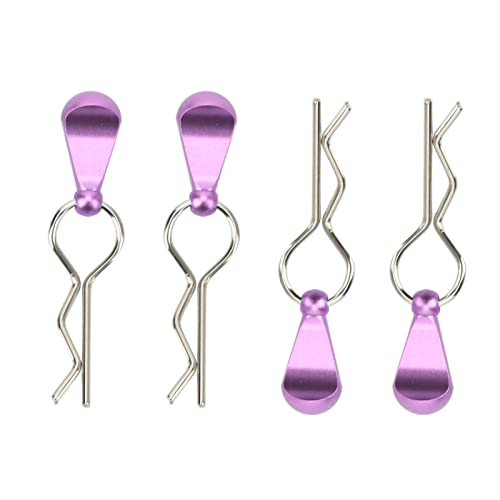 Alomejor 1/10 Body Clips Pull Tabs, RC Car Body Clips Pull Tabs Easy Installation High Strength Metal for 1/8 Remote Control Car (Purple)