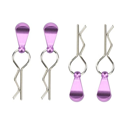 Alomejor 1/10 Body Clips Pull Tabs, RC Car Body Clips Pull Tabs Easy Installation High Strength Metal for 1/8 Remote Control Car (Purple)