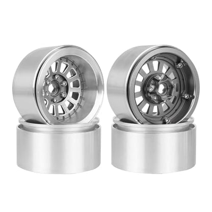 Aluminum 2.2" Beadlock Wheel Offset -10mm Metal Rims for SCX10 RR10 TRX4 VS4-10 Gen8 1/10 RC Crawler Car Upgrade Parts (12-Spoke, Gray) - color: 12-spoke, Gray