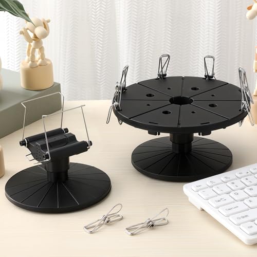 Yalikop 2 Sets Spray Work Painting Stands Rotating Model Painting Stand Holders with 8 Pcs Crocodile Clips Plastic Miniature Holder Base Tools for DIY Model Cars Airplanes Airbrush Hobby Parts