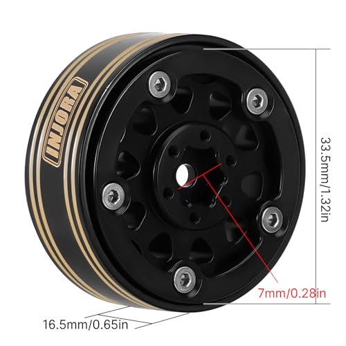 INJORA 1.3 Beadlock Wheel - Brass Wheel Rims for TRX4M SCX24 1/24 1/18 RC - color: Black Brass