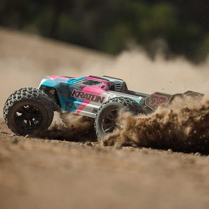 ARRMA RC Truck 1/8 KRATON 4X4 6S BLX BRUSHLESS V6 Speed Truck RTR (Lipo Battery and Charger Not Included) (Blue/Pink), ARA8608V6T2 - color: Blue/Pink